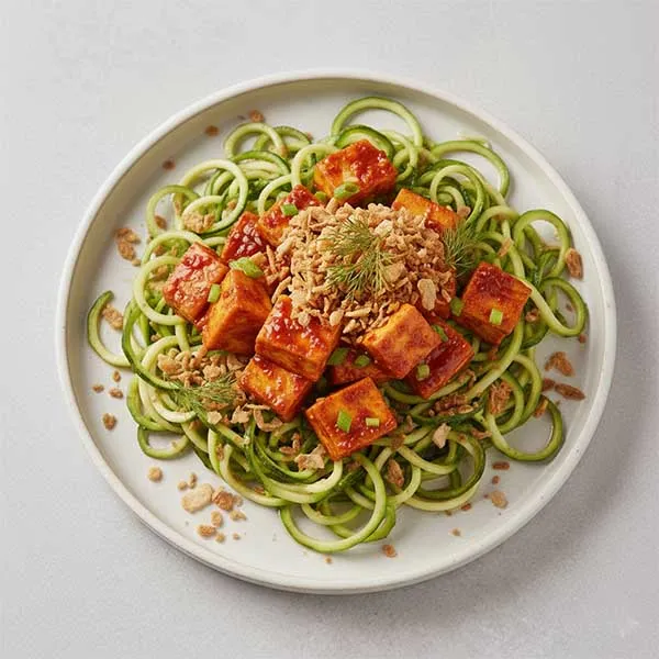Kyoto-Style Smoked Tofu With Garden Zoodles & Crispy Shallot Garnish